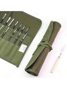 1 pezzo Organizer in tela per pennelli da pittura, 22 scomparti per pennelli ad acquarello e gouache, organizer per pennelli da calligrafia, astuccio arrotolabile per matite