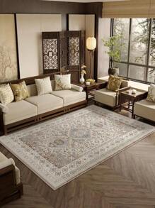 卧室地毯：不掉毛波西米亚风地毯，复古，可机洗，防滑硅胶背衬，适合家庭办公室和其他人流量大的区域，米色棕褐色，6.5'*9.8' - 棕色 - 查看 5