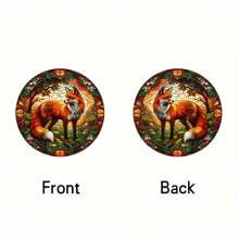 1 Piece, Fox, Animal Themed Light Catcher, Colored Glass Decorative Sign, Window Hanging Sign, Circular Acrylic Painted Art Sign, 6 * 6 Inches/15 * 15 Centimeters, Porch Decoration, Courtyard Garden Decoration, Holiday Party Decoration, Gifts For Family And Friends, Housewarming Gift