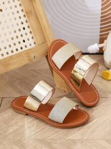 2025 New Summer Kids' Round Toe Cute Gold Soft Bottom Anti-Slip Sandals, Multiple Colors Available For Girls, Beach Shoes - Gold - View 7