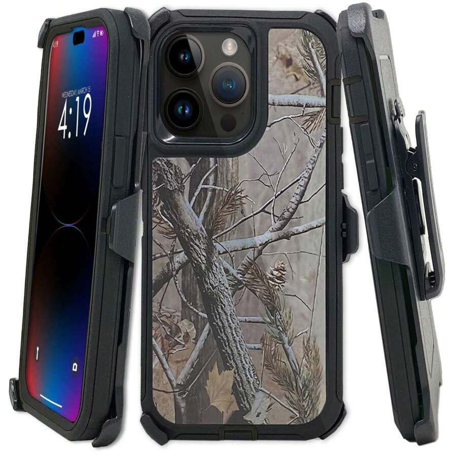 Rugged Shockproof Defender Phone Case Compatible With IPhone 17 / 16 / 15 / 14 / 13 / 12 / 11 / Plus / Pro / Pro Max / With Belt Clip - 黑樹 - 查看 1