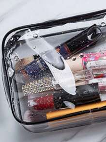 1pc(S/M/L)White Portable Clear Makeup Bags With Zippers, Perfect For Music Festival Makeup Organizer Makeup Storage Bag Mini Pouch Travel Small Makeup Case Accessories Make Up Holder Brush Bag Make Up Container Cosmetic Bag Travel Essentials Ladies Accessories Travelling Stuff School Supplies Make Up Bag Holiday Essentials Makeup Pouch Holiday Winter 2024 - Red - View 8