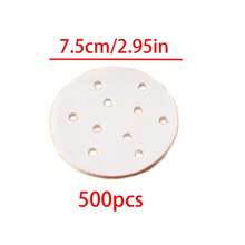 500片硅油涂层纸 - 圆形蒸笼垫，适用于烘焙、蒸包子、厨房用品、家庭、餐厅、酒店 - 彩色 - 查看 2