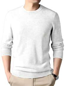 JOPHY & CO. ZSUN Men's Wool Sweater, Round Collar, Comfortable And Breathable (Code CT001) - White - View 1