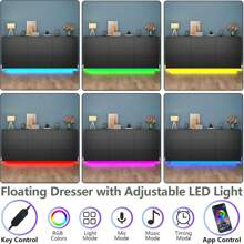 9 Drawer Dresser For Bedroom With Power Outlet And LED Lights, Floating Modern Wide Drawer Chest, Drawer Dresser Organizer For Living Room, Closet And Hallway - Xem 6