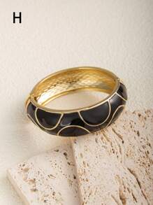 1 chiếc vòng tay nhỏ giọt dầu hình học cổ điển màu đen, đa năng cho hàng ngày, tụ tập, kỳ nghỉ - màu đen - Xem 9