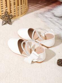 Children's Flat Comfortable Double-Row Rhinestone Solid Color Princess Shoes