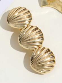 1pc Elegant Geometric Shell Design Vintage Gold-Tone Metal Hair Clip
