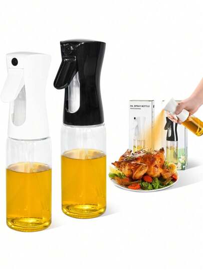 1 pieza Botella rociadora de aceite de 200/300/500 ml para camping, barbacoa, cocina, horneado, dispensador de aceite de oliva, vinagre, freidora de aire, utensilios para ensaladas