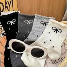 Polka Dot Lace Bow Spring New Japanese Popular Mid-Calf Women's Socks