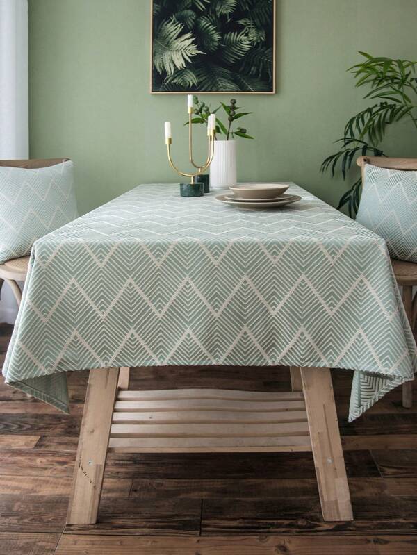 1pc Elegant Jacquard Weaving Tablecloth, Modern Minimalist Style Rectangular Design, Machine Washable, Suitable For Family Gatherings, Festivals And All Seasons