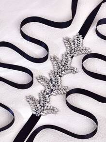 1 قطعة حزام زفاف مزين بأوراق بلورية فضية، مناسب للفساتين الرسمية، إكسسوارات الثوب للعرائس، إكسسوارات عيد الحب - يولا - مشاهدة 8