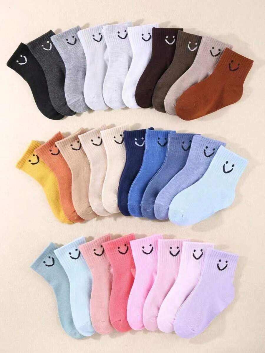 5 Pairs/10 Pairs Random Smiling Face Versatile Ankle Socks, Suitable For Daily Wear - Multicolor - View 1