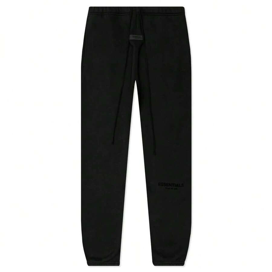 Fear Of God Essentials Fall Black Sweatpants 'Stretch Limo' 130BT212030F Black Cotton Flocked Sweatpants, Loose-Fitting Athleisure Bottoms, Drop Crotch Design For Street Style And Winter Outdoor Wear. Fall Halloween - 黑色 - 查看 1