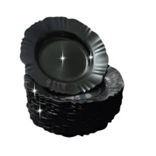 Kit 20 Prato Fundo com Borda Branco Preto Refeição Churrasco Festa Pratos Plastico