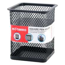 Motarro* 1 pieza MOTARRO Portalápices para escritorio de oficina, recipiente organizador de metal con malla cuadrada redonda para bolígrafos, lápices y útiles, estuche escolar