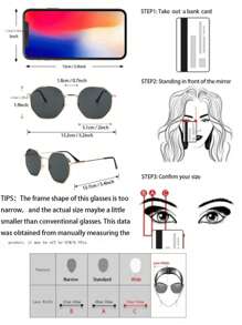 4/3/2 Pairs - 1 Pair/Women's Full-Frame Retro Rice Nail All-Match Fashion Glasses, Fashion Slim Ordinary Decorative Glasses, Retro Metal Polygon Fashion Decorative Glasses, Outdoor Casual Glasses, Game Photo Decorative Glasses (Glasses Case)