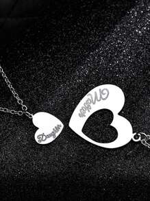 母亲节不锈钢母女镂空心形吊坠小众珠宝