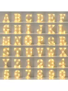16cm Luce a LED con lettere, luce notturna illuminata con alfabeto e numeri, adatta per decorazione di casa, bar, matrimonio, festa di compleanno - Bianco - Visualizzare 3