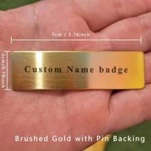 Golden Stainless Steel Chest Tag With Custom Text Engraving For Barber Pin, Designed For Stylist Office Supplies With Black Text Name Company Name Address - Multicolor - View 4