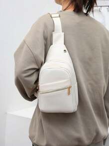 New Women Fashion One Shoulder Diagonal Crossbody Bag Large Capacity Waterproof With Data Port Backpack Versatile - Beige - View 3