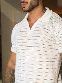 TRICOT DE LUXO camisa masculina blusa gola polo tricot verão primavera homens casual alta qualidade envio imediato dia dos pais - Branco - Visão 5