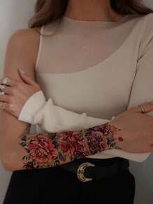 5 fogli di tatuaggi temporanei colorati per il corpo, impermeabili e anti-sudore, sicuri, con disegni di farfalle, fiori e foglie, adatti per festival