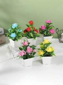 1pc Artificial Rose Simulation Potted Artificial Flower Bonsai, Foam Rose, Artificial Flower, Ornaments, Artificial Flower, Decoration, Festival, Party, Foam Flower Simulation Green Plant Decoration For Home, Hotel, Garden Decor Gifts Birthday Graduation Home Decor Back To School Room Decor School Supplies