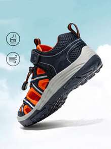 Boys' Summer Breathable Hook And Loop Sports Sandals - Blue - View 4