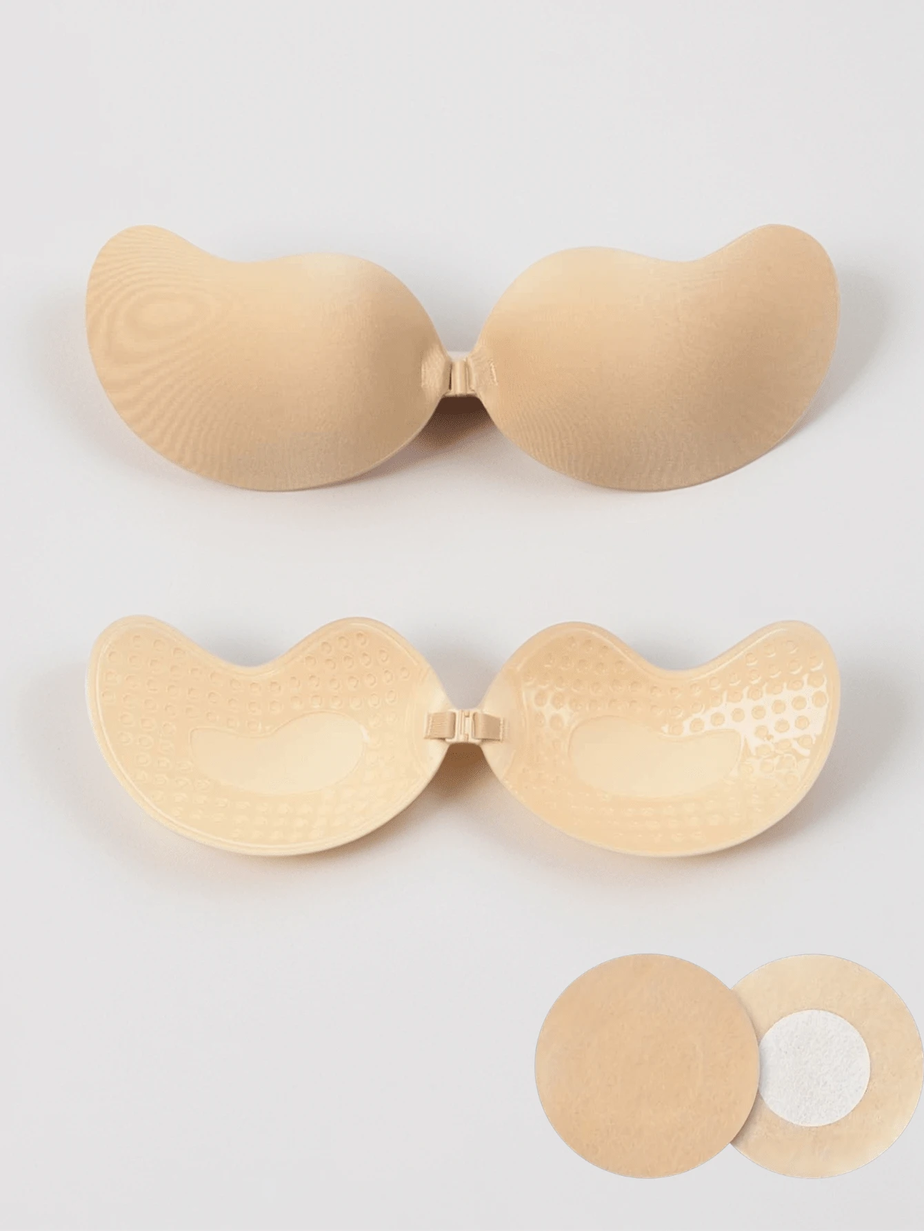 Apricot 粘性胸罩肩带 2 件装一次性乳头贴 - 粘性胸罩提升无肩带胸罩隐形胸罩粘贴式胸罩可重复使用硅胶胸罩女士丰胸 - 杏色 - 查看 1