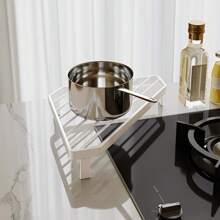 1pc Multi-Function Pot Lid Rack Stand, Stainless Steel Kitchen Storage Organizer