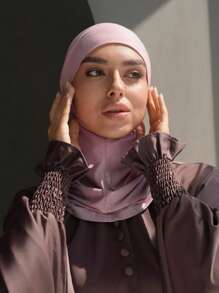 1件装女士纯色拉法帽，带抽绳，弹性头巾围巾，透气舒适，宽弹力带吸汗防滑多功能运动头带，适合日常生活、运动、瑜伽、健身和日常穿搭。 - 皮粉色 - 查看 5