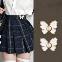 1pc Zinc Alloy Butterfly Shape Waist Adjuster Clasp, Detachable No-Drill No-Sew Waist Shrinker For Jeans, Trousers