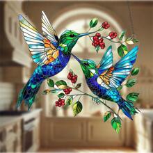 1件装 2D 平面设计 太阳能蜂鸟与红色水果亚克力装饰品 - 适用于窗户、墙壁和户外空间的精美装饰品 | 送给女士、乔迁新居者和爱鸟人士的理想礼物（使用前请撕掉保护膜） - 彩色 - 查看 4