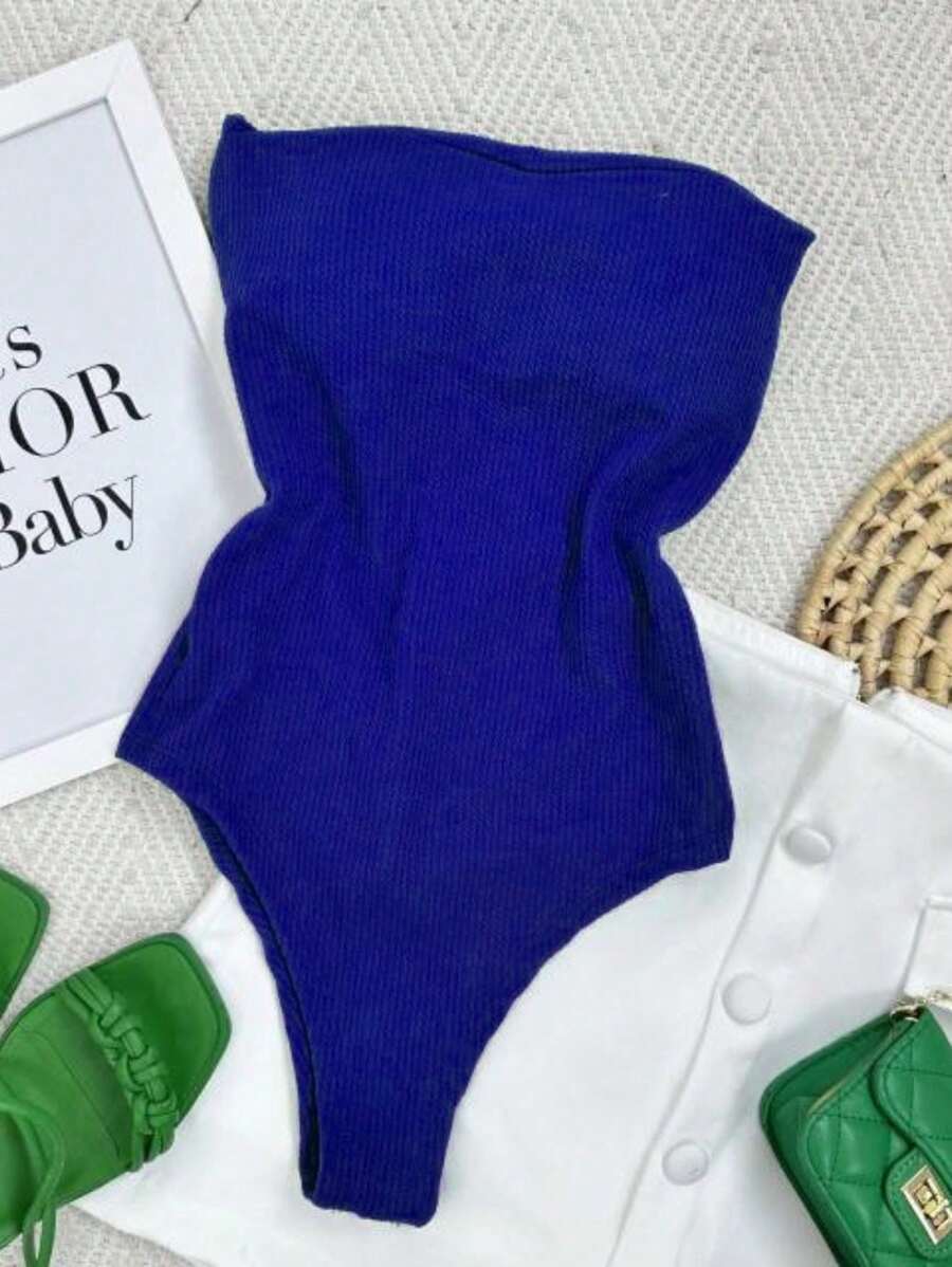 STRAP-DOWN BODYSUIT WITH SEXY PADDING - Royal Blue - View 1
