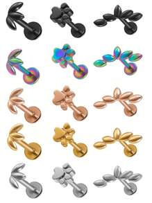 1 pièce Boucles d'oreilles clous en acier inoxydable en forme de serpent, étoile, cartilage tragus, hélix pour hommes et femmes, bijoux de piercing pour hélix et cartilage