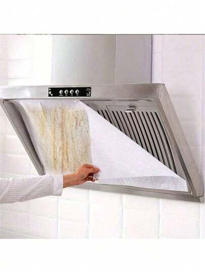 12pcs Kitchen Cooker Hood Oil Protection Cover, Absorbent Oil Filter Paper, Disposable Side Oil Absorbing Paper