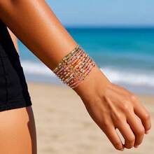 1 pièce Bracelet boho d'été à perles avec un design inspiré de l'océan et de la plage, convient aux hommes et aux femmes