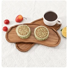 1pc Solid Wood Tray, Wooden Fruit Tray, Wooden Dessert Tray, Multipurpose Snack Tray, Decorative Fruit Plate, Food Platter, Coffee Cup Tray, Tea Cup Tray, Cake Plate, Breakfast Tray, Suitable For Home Kitchen, Hotel Restaurant, Cafe Display Tray, Home Decor, Kitchen Decor