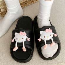 Sanrio Women's Slippers For Indoor Home Use, Anti-Slip Bathroom Shower Sandals. Anti-Slip And Anti-Odor Slippers For Summer Outdoor Wear. Fashionable Cat Design Suitable For All Seasons, Waterproof, Anti-Slip, Deodorizing, Quick Dry, For Indoor And Outdoor Use