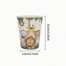 10pcs/20pcs Tropical Jungle Cute Animal Print 9oz Disposable Paper Cups, Suitable For Cold/Hot Drinks, Perfect For Parties, Weddings, Picnics, Daily Gatherings