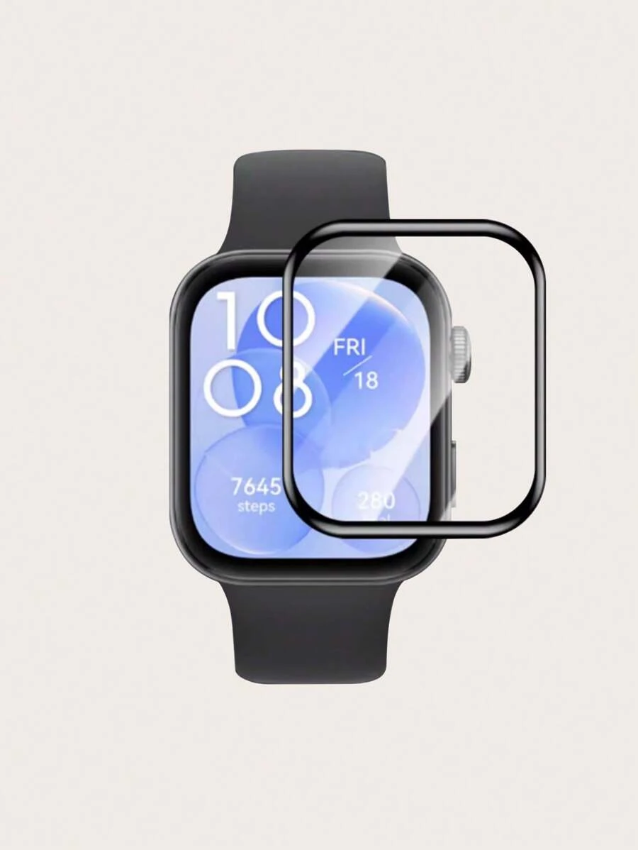 1pc Solid Color 3D Full Screen Scratch-Resistant PET Composite Smart Watch Protective Film With Cleaning Cloth Compatible With Huawei Watch Fit 3