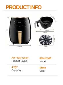 RAF Friteuză automată inteligentă de uz casnic cu capacitate de 4,7 litri, cu ecran tactil LED multifuncțional, poate fi utilizată pentru prăjit, cuptor electric, pui, cuptor cu microunde