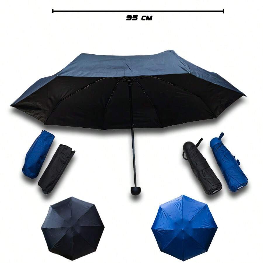 Pocket Umbrella With Ball Handle In Blue And Black.