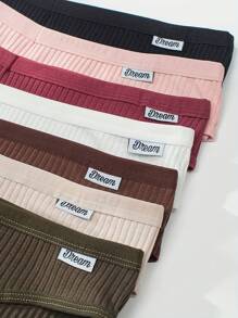 7 Pieces, Simple Classic Ribbed Panties, Comfortable Luxury, Lingerie And Lingerie - 彩色 - 查看 6