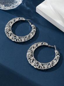 1 Pair Fashionable Geometric Enamel Earrings, Versatile - Silver - View 4