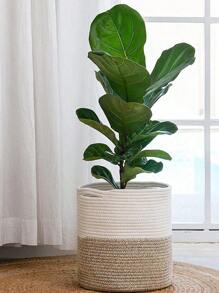 1 pieza Macetero de dos tonos hecho a mano, cesta de almacenamiento decorativa tejida, maceta de flores de jardín de paja, mimbre, ratán o hierba marina