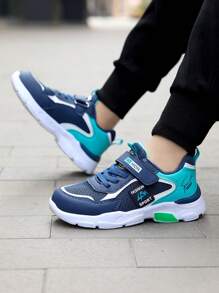 Boys Running Shoes - Casual Sports Sneakers, Hook&Loop Closure, Breathable Mesh Upper, EVA Sole, Stripe Pattern, Low-Top Design, Suitable For Daily Wear, Running And Leisure Activities - Spring/Autumn/All Season Series