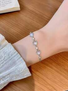 闪耀心形锆石手链，精致清新简约学生友情手链，2025新款