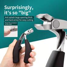 Toenail Clippers For Thick Nails For Seniors, Heavy Duty Angled Head Nail Clippers With Catcher, Wide Jaw Opening Anti-Splash Curved Nail Clippers Sharp Nail Cutter For Men And Women (A_Black)